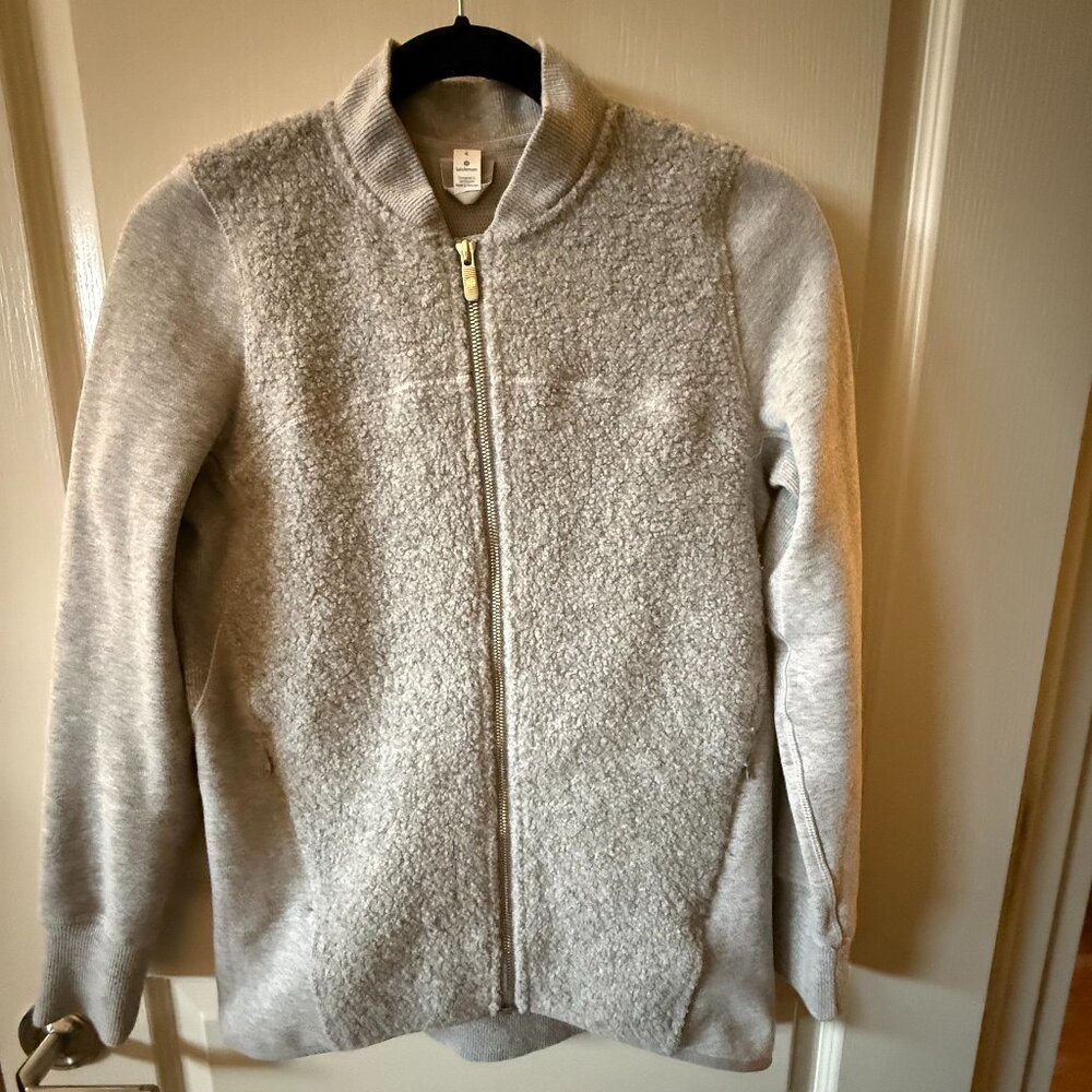 Lululemon Stand Out Sherpa Jacket Heathered Core Light Grey/Silver Drop Size 4
